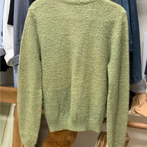 1950s Sage Green Women's Cardigan Sweater Monogram D - V neck Very Good Cond. - Picture 6 of 8